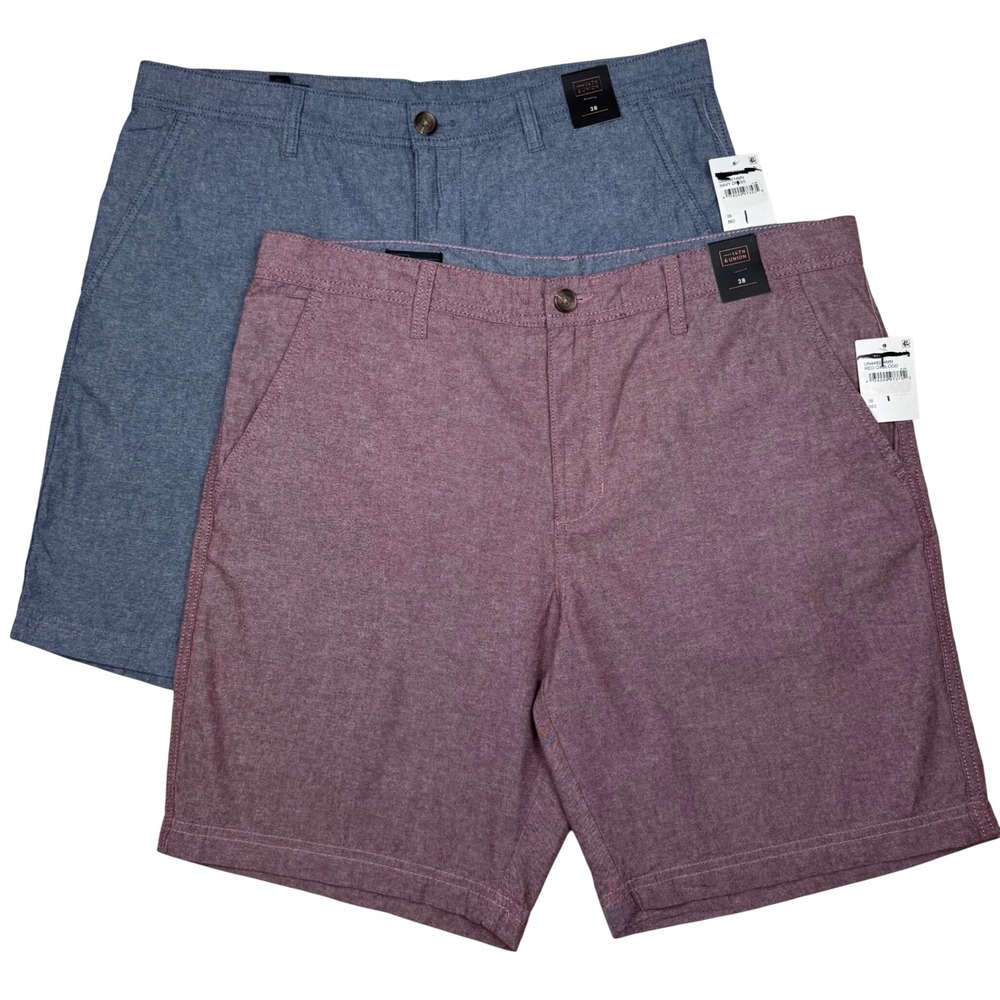 14th & Union Chino Shorts Lot of 2 Slim Fit Men 38 Red Oxblood & Blue Cotton NWT
